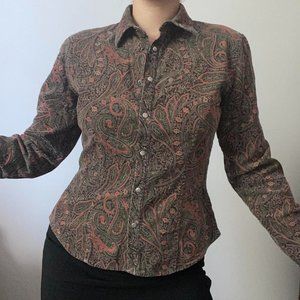 Vintage Ralph Lauren long sleeve paisley print button down top